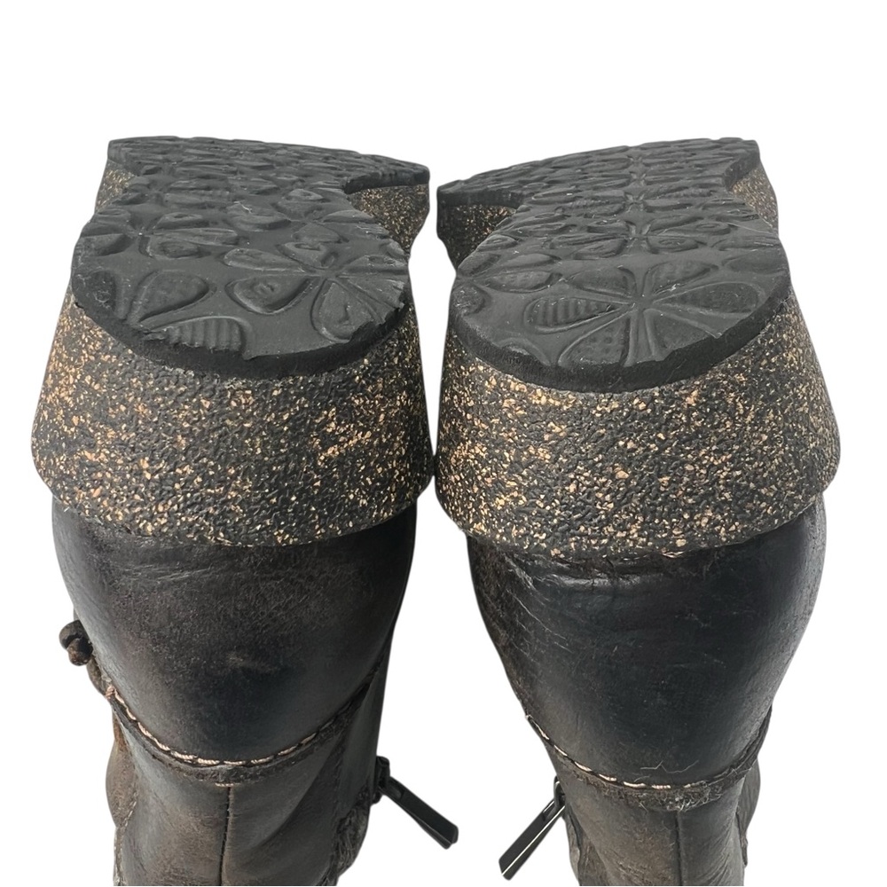 Aetrex Tessa Sweater Ankle Boot 10 Brown Nubuck Leather Booties Casual Cabincore - Picture 9 of 11